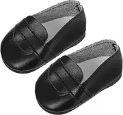 Generic 1 Pair Doll Shoes Boots Accessories for Dolls Boots Ornaments for Dollhouse Mini Ornaments Fashion Dolls Boots for Miniature Shoes Black Pu