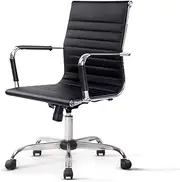 [Artiss] Ergonomic Office Chair Fabric Computer Desk Chairs with Tilt Adjustment and Adjustable Seat Height, with Mid Back and 360°-Swivel Seating Black for Gaming Room Executive Home