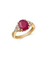 Bloomingdale's Fine Jewelry Ruby & Diamond Oval Ring in 14K Yellow Gold
