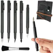 AP ARTSPER Scratch Art Tools 5-Piece Set, DIY Scratching Drawing Painting Pen, Fountain Pen Shape, Scratch Stick Stylus Tools Bag with Clean Brush (Black)