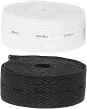 DOITOOL 2Pcs Button Hole Elastic Band Waistband Durable Stretchy Waist Belt for Sewing for Maternity Wear Clothes White Black Color Options