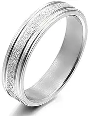 [Gemini] Custom Engrave His or Her Silver Sparkle Anniversary Wedding Couple Titanium Rings Valentine Day Gift