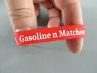 GASOLINE N MATCHES RED RUBBER BAND STRAP KEY RING CHARM FOB