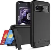 [Teelevo] Wallet Case for Google Pixel 8, Dual Layer Case with Card Slot Holder and Kickstand for Google Pixel 8 - Black
