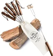 Blue River Goods Smores Sticks | Set of 6 Marshmallow Roasting Sticks | Extendable Stainless Steel w/Walnut Handles | Smore Sticks for Marshmallow Sticks for Fire Pit | Smore Sticks for Fire Pit