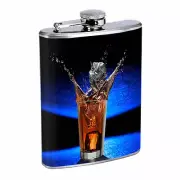 Whiskey Images D6 Flask 8oz Stainless Steel Hip Drinking