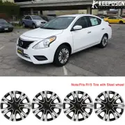 For 06-24 Nissan Versa 15" Set of 4 Hubcaps Wheel Cover Hub Caps R15 Steel Wheel