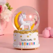 Unicorn Snow Globe for Kids - Automatic Musical Snowball with Lights (3.5x3.5x5)