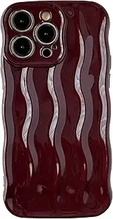 Caseative Curly Wave Pattern Frame Soft Compatible with iPhone Case (Red,iPhone 14 Pro Max)