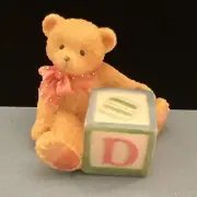 Cherished Teddies Bear With ABC "D" Letter Block 158488D 1995 - No Box
