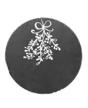 Jay Imports Merry and Bright Mistletoe Round Slate Trivet