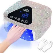 Okasiuv UV LED Nail Lamp with UV Gloves,Magnetic Metal Mirror Base Cordless Nail Dryer, Gel Polish Curing Light with 4 Timers,Touch Control Display,Auto Sensor for Professional Salon & Home