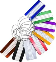 [Aoutacc] 8 Pack Aluminium Metal Travel Luggage Tags Suitcase Card Holder Baggage Name Address ID Bag Label with Key Ring