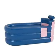 Rrlihjgu Blow Up Bathtub Adult - Foldable Family Bathroom SPA Tub | Portable Bathtub Inflatable SPA Bathtub with Headrest, Lumbar Support, and Side Storage Pocket, Freestanding Bathtub for Home