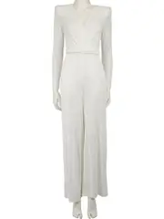 White Sequinned Belted Jumpsuit