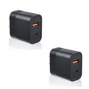 2 x 30W Dual Port USB Fast Charger USB-C & USB-A Power Adapter PD QC 3