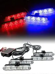 16 LED Red Blue Car Strobe Flash Light 12V Police Warning Flashing Lamp + Remote