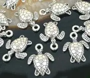 15 Antique Tibetan Silver Pewter / Alloy Turtle Tortoise Charms Pendant