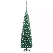 Slim Artificial Christmas Tree Pre Lit Xmas Trees With Ball Set Holiday Decors