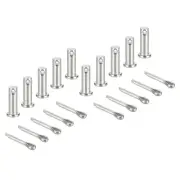 10Pcs M8x25mm Clevis Pins, Single Hole Flat Head Hitch with Cotter Pins, Silver