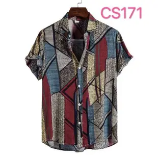 2021 summer new mens printed short-sleeved shirt casual