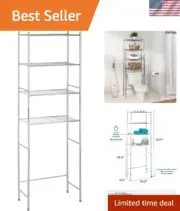 4-Tier Bathroom Storage Shelf in Chrome - Maximize Space & Organize Essentials