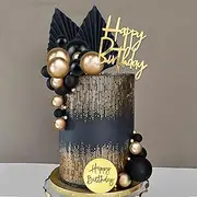 DRWATE 25 PCS Birthday Cake Topper Set, Acrylic Happy Toppers Numbers 0-9 Crown Ball Shaped Insert Decorations for Children or Adults (Style 2)