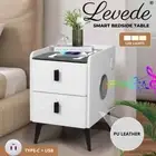 Levede Smart Bedside Table Wireless Charging LED Lights 2 Drawers Storages Best