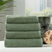 Renee Taylor Cobblestone 650 GSM Cotton Ribbed Towel Packs 4pc Bath Towel Sage