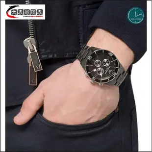 實拍 ARMANI 阿瑪尼 阿曼尼男錶AR1421 男錶AR1424 黑色陶瓷錶帶三眼計時腕錶 送調表器