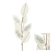 Leaf Spray White Silver 74cm