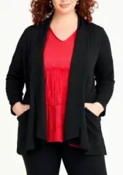 TS TAKING SHAPE plus size M / 20 Swing Pocket Cardigan black stretch shaping NWT