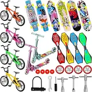 31 Pieces Mini Finger Toys Set Includes Finger Skateboards, Finger Bikes, Mini Scooters and Matched Wheels and Tools Accessories Educational Toys for Party Favors (Fun)