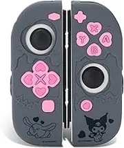 Kuitmor Switch Game Console Controller Skin,Soft Silicone Protective Cover Case,Cute Anti-Scratch Protective Case for Switch/OLED Game Console Controllers (KLM-Black)