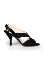 Black Suede Cross Strap Sandals