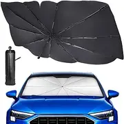 Spurtar Car Windshield Sun Shade Umbrella for Tesla Model Y/3, Foldable Model Y/Model 3 Shade for Front Window with 360° Rotation Bendable Handle, Blocking UV Rays＆Heat, Easy Use and Storage