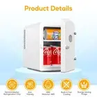 6L Portable Mini Fridge with Observation Window Warmer and Cooler 9 Cans White