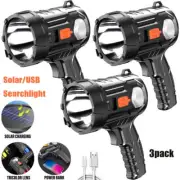3PCS Solar/USB Super Bright Rechargeable LED Spotlight Flashlight Searchlight