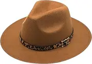 [FONSMAY] Women Men Wool Ribbon Vintage Felt Fedora Hat with Wide Brim Gentleman Elegant Lady Winter Jazz Caps