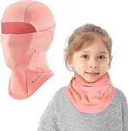 [hapurs] Kids Winter Thermal Balaclava Face Mask, Multifunction Windproof Warm Ski Mask Cycling Full Face Cover Under Helmet Hat with Neck Warmer, for 4-12 Years Boys Girls