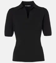 [Emilia Wickstead] Emilia Wickstead Dune ribbed-knit polo shirt AU 14 black