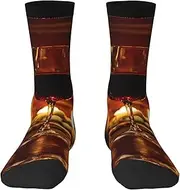 [JEJEA] Red Wine print Socks For Men and Women Men's Moisture Control Crew Socks Gifts For Golf, Hunting, Camping