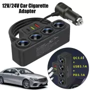 12V/24V 3.1A Car Cigarette Lighter Socket Splitter Charger Power Adapter 4 Way
