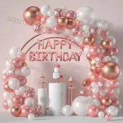 Rose Gold Balloons Garland Arch Kit White Confetti Baloon Deco Birthday Party
