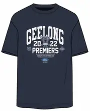 Geelong Cats 2022 Premiers Tee Shirt Mens XS - 2XL, Womens & Kids Navy COTTON:ON