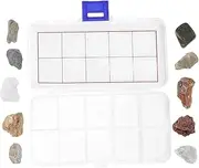 TEMPNAP 1 Set Geology Kit Mineral Rock Specimens for Home Learning and Classroom Exploration Includes Granite Limestone Fossils and More Portable Storage Box