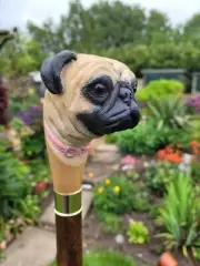 wooden walking stick hand carved Dog wooden walking cane