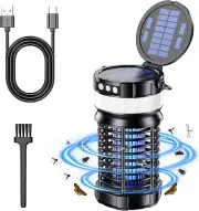 Solar Bug Zapper Outdoor, 2 in 1 Mosquito Zapper with LED Light, Rechargeable Co