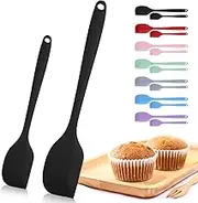 Silicone Spatula, 2 Pcs Spatulas Silicone Heat Resistant, Baking Cooking Spatula Set, Rubber Spatula for Non-Stick Cookware, Dishwasher Safe (Black)