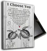 Turtle Canvas Wall Art Sea Decor Inspirational Framed Artwork Ocean Theme Painting Pictures Art Couple I Choose You Framed Art for Home Decor Lovers Gift Ideas 16x24inch